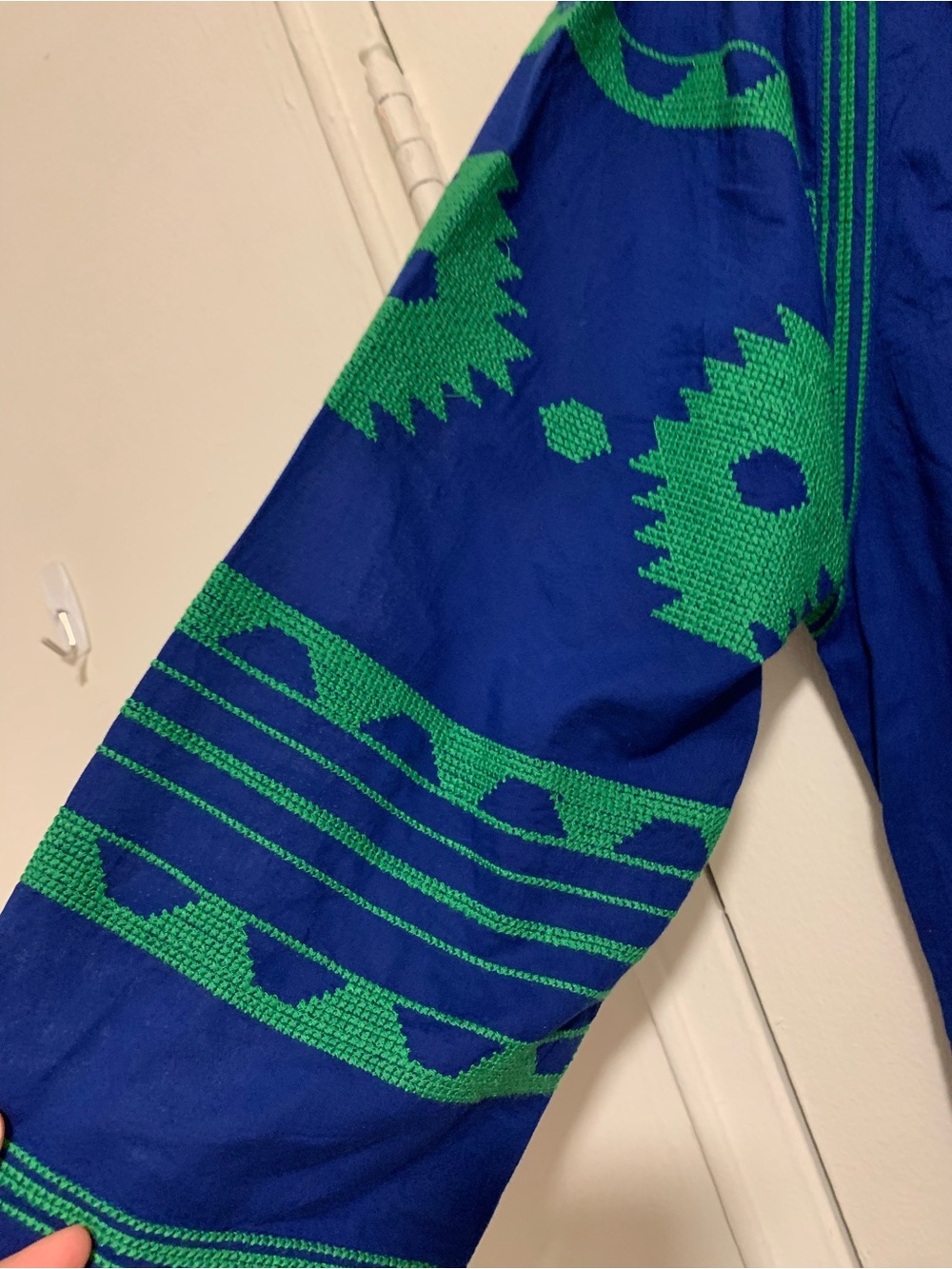 Gretchen Scott Designs Cobalt Blue Dress with Green Embroidery - Picture 4 of 10